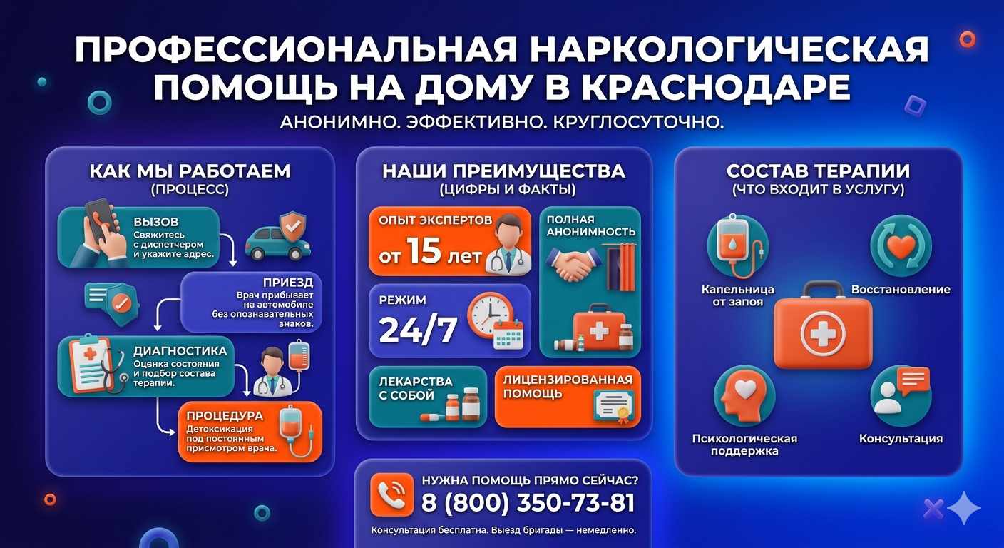 Инфографика о принципах лечения алкоголизма на дому в Сосенском: этапы вызова нарколога, преимущества анонимной детоксикации и состав медицинской помощи.